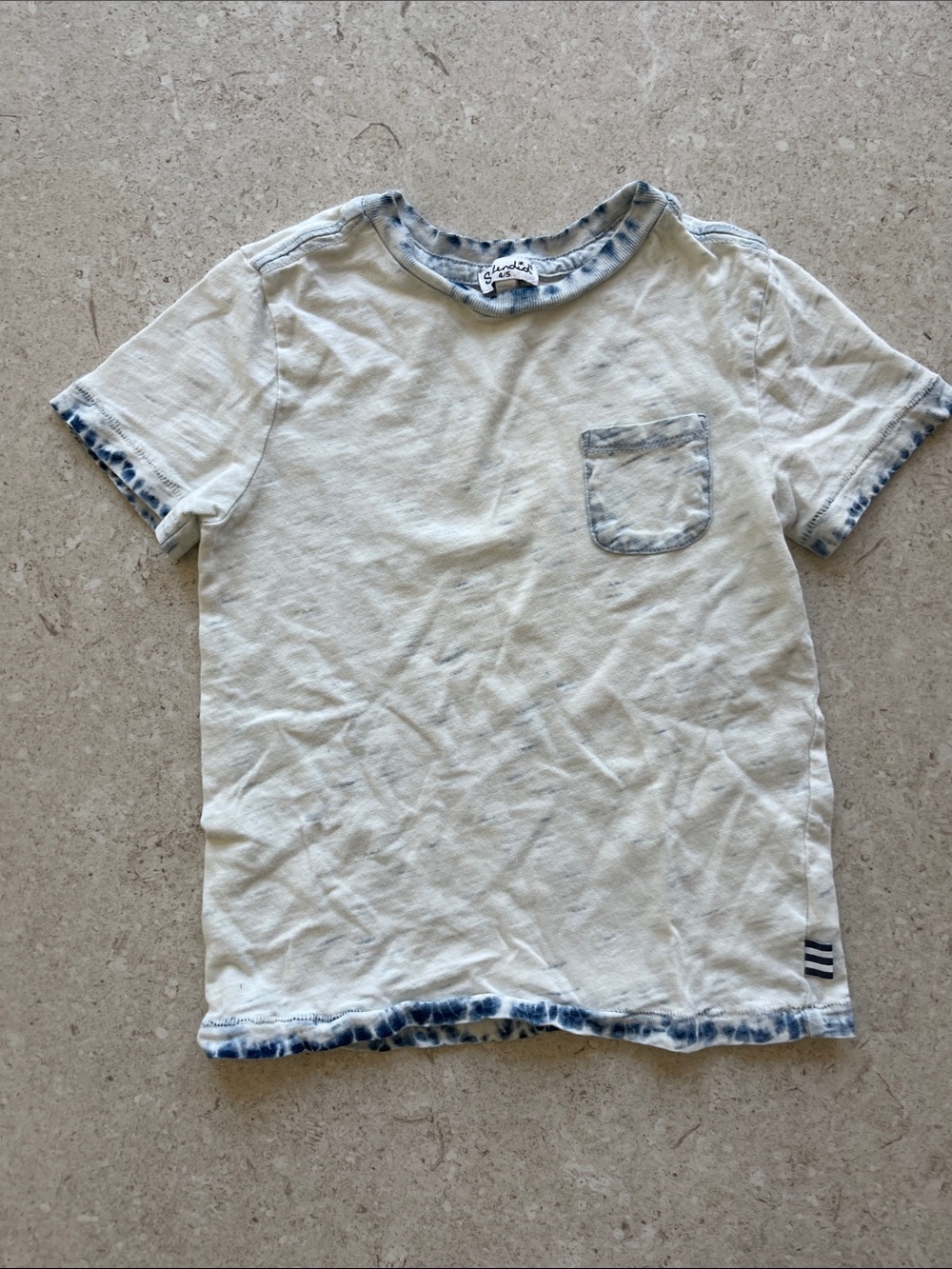 Splendid Cream Tee with Blue Tie-Dye Trim - Kids